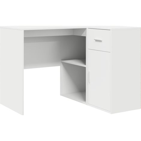 Bureau Table de travail Table d'écriture d'angle avec tiroir Blanc 102 x 88 x 75 cm (1/5)