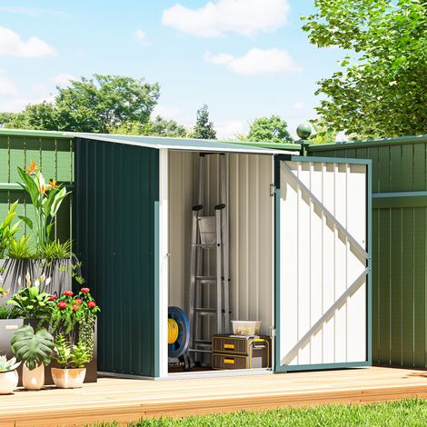 Casetta da Giardino Porta Attrezzi in Acciaio Galvanizzato con Porta a Battente, 100x104x160 cm, Verde (1/5)