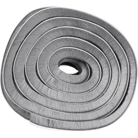 Joint Brosse Porte Coulissante, 5 M(L) x 9mm(B) x 15mm(D) Joint Fenetrepour Lsolation Phonique Porte, Joint Brosse Autocollant, Bande de Joint Brosse Porte Fenetre Isolation Anti Froid - Gris