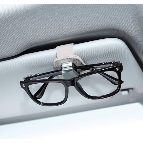 Porte-lunettes de voiture universel, clip pour pare-soleil de voiture, porte-lunettes en cuir et clip pour carte de ticket (b (1/3)
