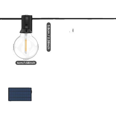 Guirnalda de luces LED solares, control remoto, modos regulables, 15,5 m, 40 bombillas (1/2)