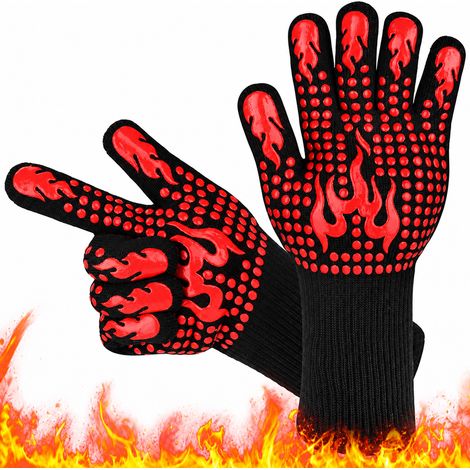Gant anti-chaleur 800 °C motif flammes rouges taille unique 33 cm 33 réf 1293 33 × 12 × 3 cm 130 g – Livraison gratuite
