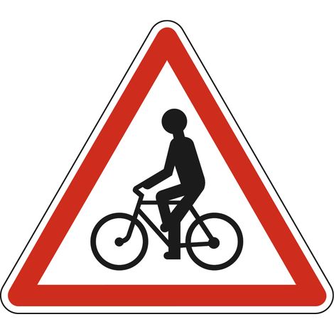 Panneau de signalisation danger - Débouché de cyclistes de droite ou de gauche - Triangulaire - Gamme Bretagne - Classe 1 - 500mm