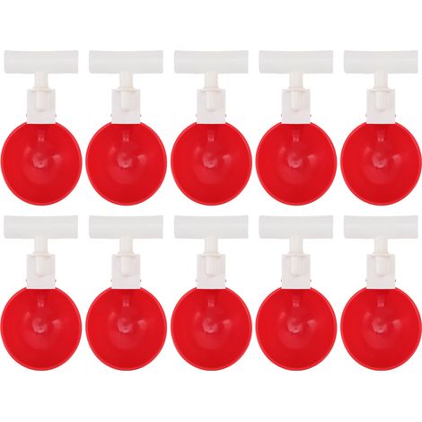 Lot 10 Gobelets Abreuvoir Automatique pour Poulets, Bol Rouge en Plastique pour Canard Oiseau Poule G3/4