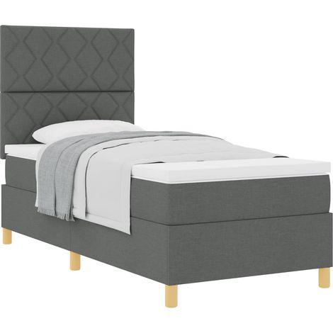 Maison Exclusive - Letto a molle con testiera Grigio scuro 90 x 190 cm Tessuto (1/5)