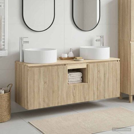 vidaXL Juego de Muebles de Baño 3 uds. Roble Sonoma (1/5)