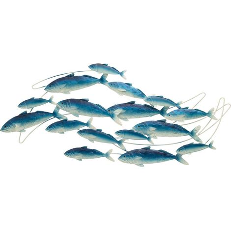 Déco Murale en Métal "Groupe de poissons" 111cm Bleu Foncé (1/3)