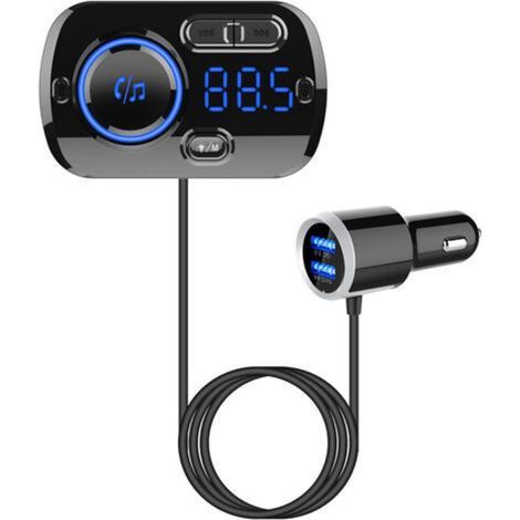 -Transmetteur FM Bluetooth 5.0 Adaptateur Bluetooth Voiture Kit émetteur FM Voiture Chargeur avec Ports QC3.0 &5V/2.4A,Appel Main Libre,Lumière Colorée,Support Siri, TF/SD Card Port (1/4)