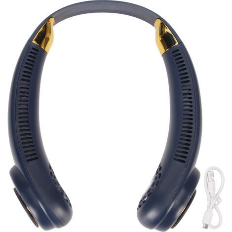 Bladeless neck fan, USB rechargeable, 3 speeds, quiet, blue – for outdoor and travel (1/5)