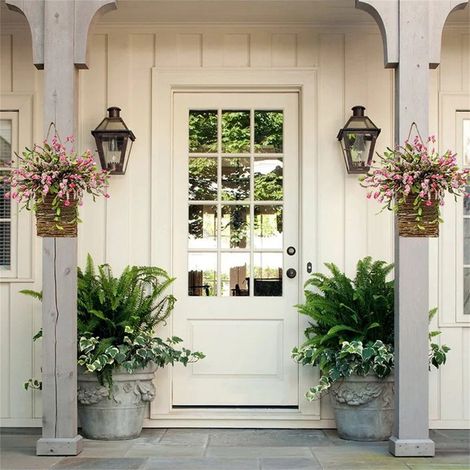 Panier-Porte - Guirlande Printanière en Branchages Naturels avec Fleurs Artificielles et Mousse - Décoration Porte d'Entrée Intérieure Extérieure - 1 Pièce (1/5)