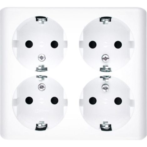 Prise quadruple Schuko en saillie Simon 54 avec obturateurs, version scandinave, blanche EGSZ4NZ/11