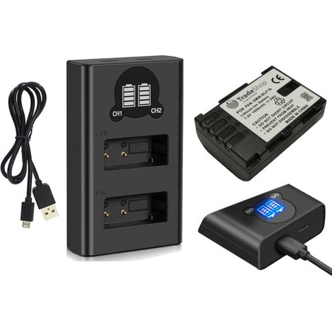 2in1 Set: Akku + USB-C Doppel Dual LCD Schnell-Ladegerät für 2 Akkus ersetzt DMW-BLF19 für Panasonic Lumix DC-GH5 DC-GH9 DMC-GH3 DMC-GH4 Ladestation (1/3)