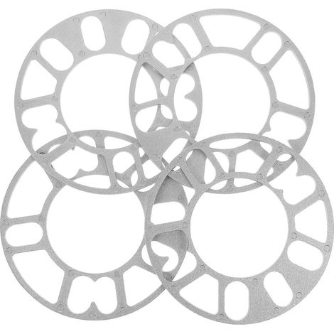 Lot de 4 cales d'espacement de roue de 3 mm en alliage d'aluminium pour jantes 4 et 5 goujons, compatibles avec tous les véhicules. (1/5)