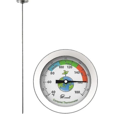 Thermomètre à compost en acier inoxydable pour le contrôle de la température des engrais et de l'eau (1/5)