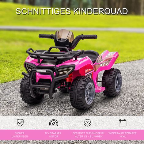 Quad électrique enfant 6V avec marche avant, musique, quad pour bébé 1,5-3 ans rose (1/5)