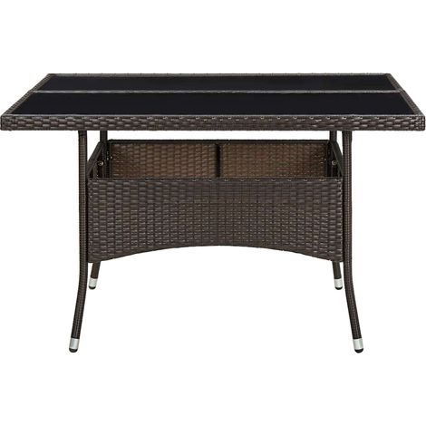 Maison Exclusive - Garten-Esstisch Braun Poly Rattan und Glas (1/5)
