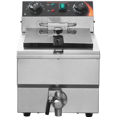 Friteuse professionnelle 3000W, cuve inox 11L avec panier, contrôle temps et température, protection anti-surchauffe, idéale cuisine et restaurant.