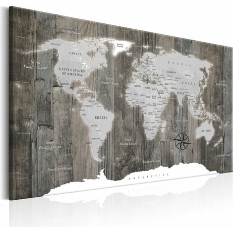 Tableau carte du monde monde en bois - 120 x 80 cm (1/4)