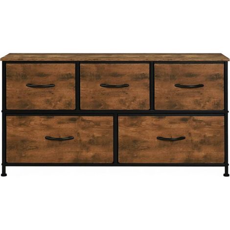 Vintage-Industriekommode mit 5 Schubladen, 100 x 30 x 54 cm, Braun (1/5)