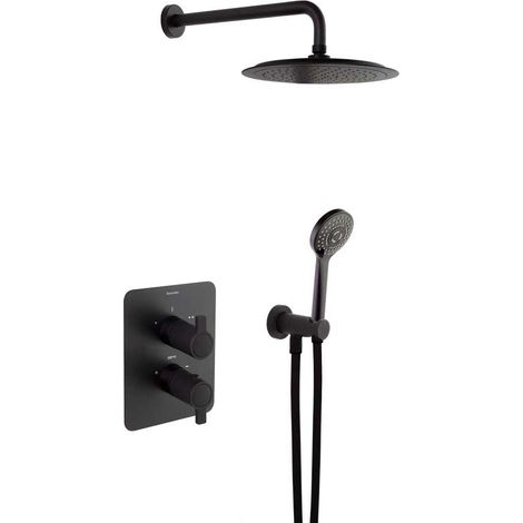 Conjunto de ducha termostático empotrado BLAUTHERM - negro mate - ramonsoler