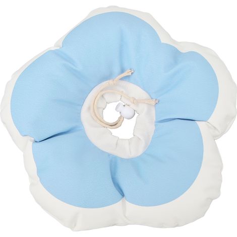 Collier de chat en forme de fleur, anneau de honte souple ajustable bleu M pour récupération de plaies (1/5)