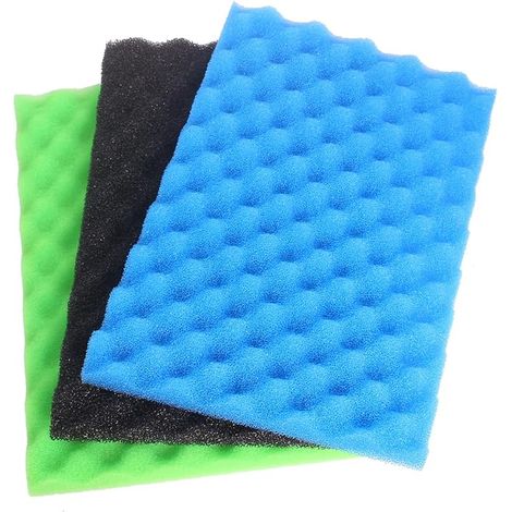 Jardin Poisson Étang Bassin Mousse Éponge Filtrante 17" x 11" Noir Gros Bleu Moyen Vert Fin (1/5)