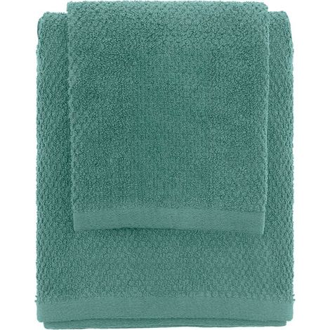 Set asciugamani bagno verde per viso e ospite in cotone puro Spring (1/5)