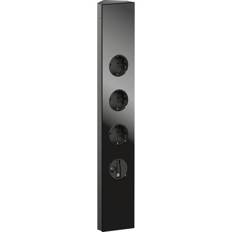 Wipo Steckdosenelement Power Eck-G Slim Schwarz  3x Schuko mit Kinderschutz + USB-C Charger-Auszug, Glasfront, 230 V, 3500 W