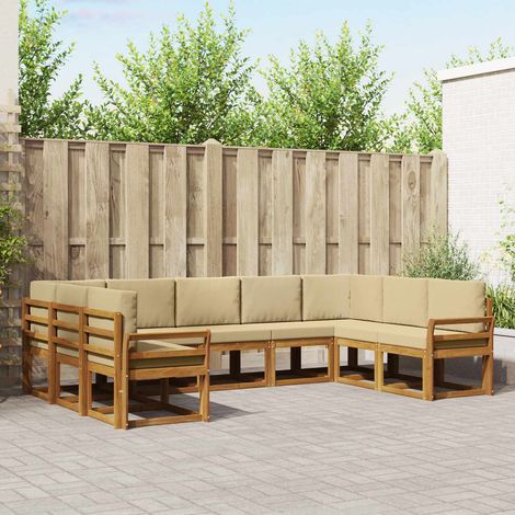 vidaXL Outdoor-Sofagarnitur mit Kissen 9 pcs Natur und Beige (1/5)