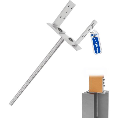 Support de poteau en U réglable à sceller zingué électrolytique 100 x 100 mm – hauteur réglable 0 à 160 mm pour clôture bois et poteaux  – Pied de poteau en U réglable – GeZu Impex