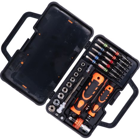 Coffret de tournevis en acier au chrome-vanadium 31 en 1 avec cliquet et 2 rallonges JM-6123 (1/5)