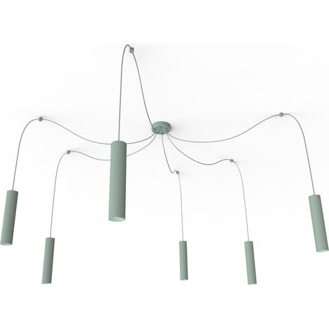 LUMICOM MEDUSA Sospensione, 6X GU10, max 33W, metallo, verde iceberg, D.6cm (1/2)