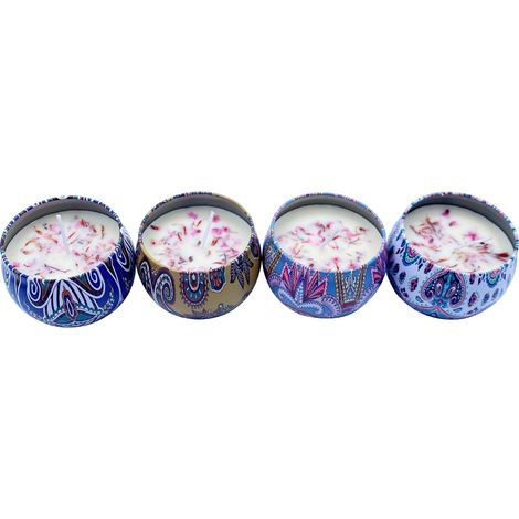 Bougie Parfumée Sèche Fleurs Séchées - Décoration Maison Aromathérapie Cadeau Saint-Valentin - Motif Fleur Bleue Aléatoire (1/5)