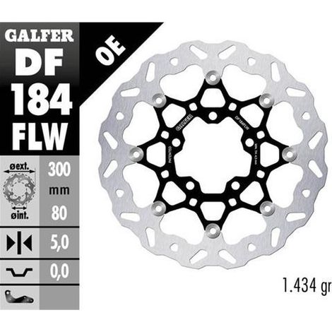 Disco de freno delantero Galfer para Kawasaki EN 650 Vulcan '15- ER-6F/N '05- ZX-6R '06-'12 Versys 650 '06- Versys 1000 '12-'14 Z 750 '07- Z 1000 '07- (flotante ondulado) (300 x 80 x 5 mm)