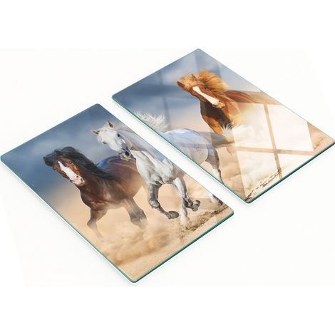 Tablas de cocina de vidrio templado con estampado de caballos en el desierto, 2x30x52 cm. (1/5)