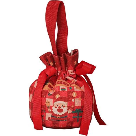 Sacs cadeaux de Noël en tissu 10x20 cm sachets à bonbons festifs avec cordon de serrage pour enfants et adultes thème Noël (1/5)