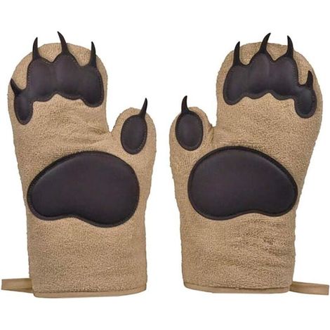 Cuisine cuisson barbecue épaississement pattes d'ours maniques et gants de four, four ours mains mitaines, 1 paire ensemble de 2