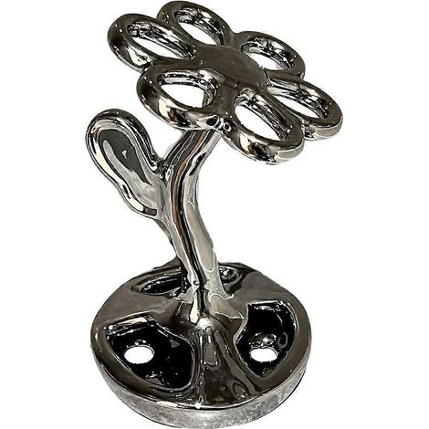 Étagère de rangement en forme de fleur pour produits cosmétiques de salle de bain, bijoux et brosses à dents (argent) (1/5)