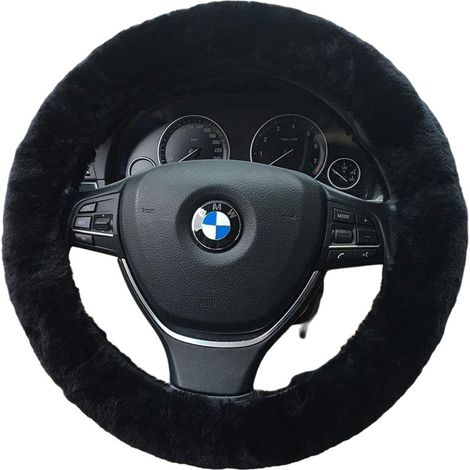 Lenkradbezug – 15 Zoll – Dick und weicher Plüsch – Universell passend für Autos – Schwarz – 3er-Pack (1/5)
