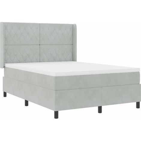 Maison Exclusive - Letto a molle con materasso Grigio chiaro 160 x 200 cm Velluto (1/5)