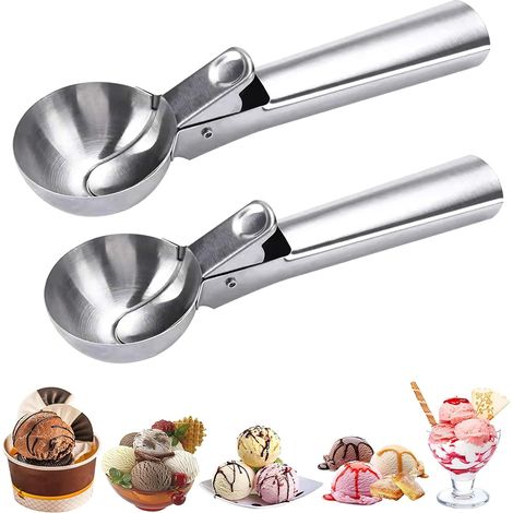 Ice Cream Scoop - Stainless Steel Ice Cream Scoop with Easy Trigger, for Scooping Ice Cream, Cake Batter, and Purees (1/5)
