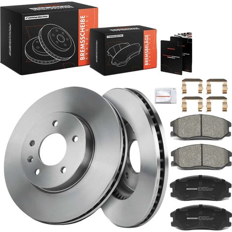 Dischi freno, 4 pastiglie freno anteriori, materiale metallico ridotto, prestazioni di elevata durata, compatibili con Chevrolet Captiva C100/C140, Opel Antara L07 (1/5)