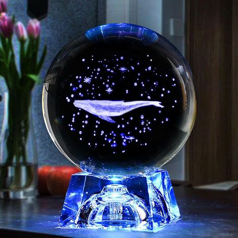 Boule de cristal 3D du système solaire avec base LED, veilleuse astronomique pour la décoration intérieure, pour petite amie, épouse, mère, femme (1/5)
