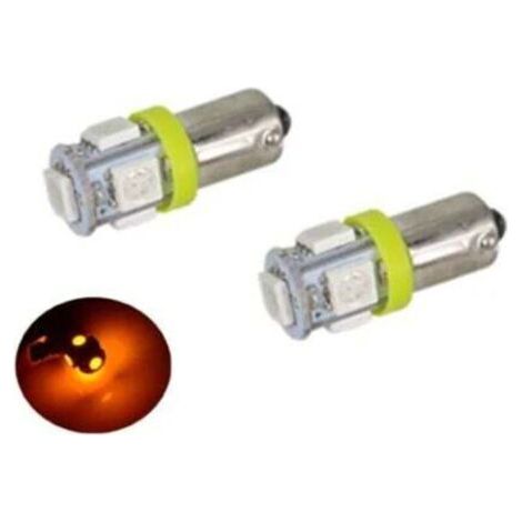 Ampoule LED BA9S T4W 5 SMD5050 Jaune-Orange 12V Feux de Position Voiture Gris Argent Lot de 2 (1/4)