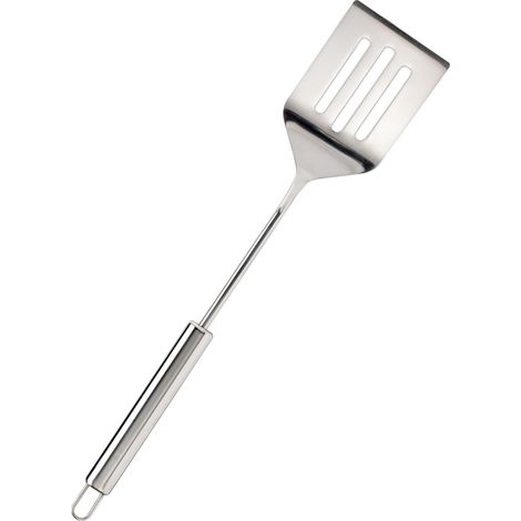 Spatule Barbecue Inox 35,5cm - Ustensile Plancha Résistant - Manche Ergonomique Antidérapant - Cuisine Extérieure Jardin Terrasse