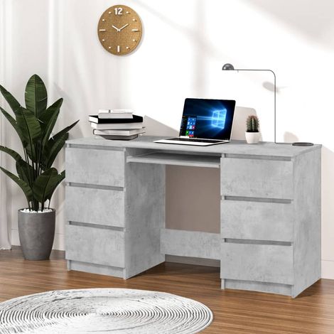 Bureau informatique Table d'ordinateur - Gris béton 140x50x77 cm Aggloméré BV376479 - BonneVie (1/5)