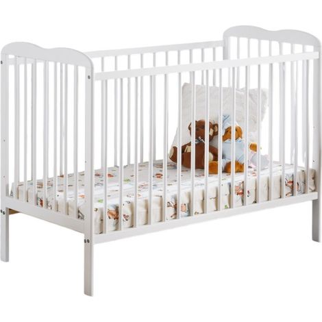 Lit et matelas bébé évolutif collection NOE réglable en hauteur. Coloris blanc mat.