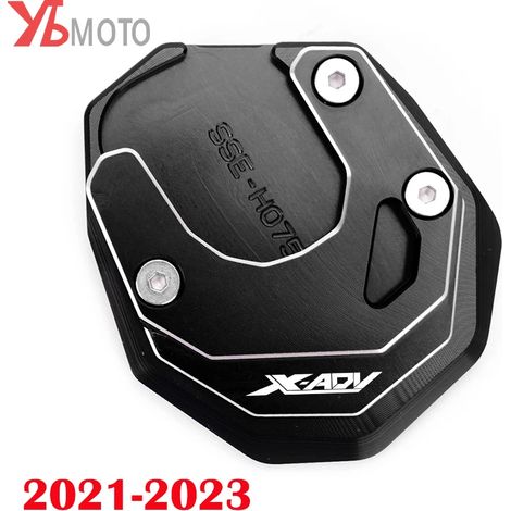 (2021-2024 noir-A) Nouvelle plaque d'extension de support de pied CNC pour moto, béquille latérale élargie, compatible avec HONDA X ADV XADV 750 XADV750 2017 2018-2023 2021 2022 maxpower (1/4)
