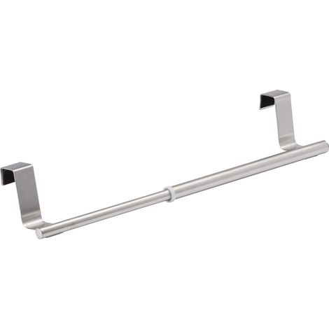 WENKO Tür-Handtuchstange Teleskop 60 cm, Silber matt, Edelstahl rostfrei silber matt, Kunststoff (EVA) schwarz (1/5)