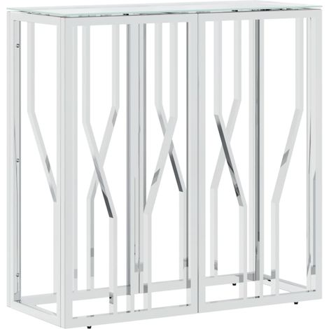 Table console Table d'appoint design industriel - 70x30x70 cm acier inoxydable et verre BV79502 (1/5)